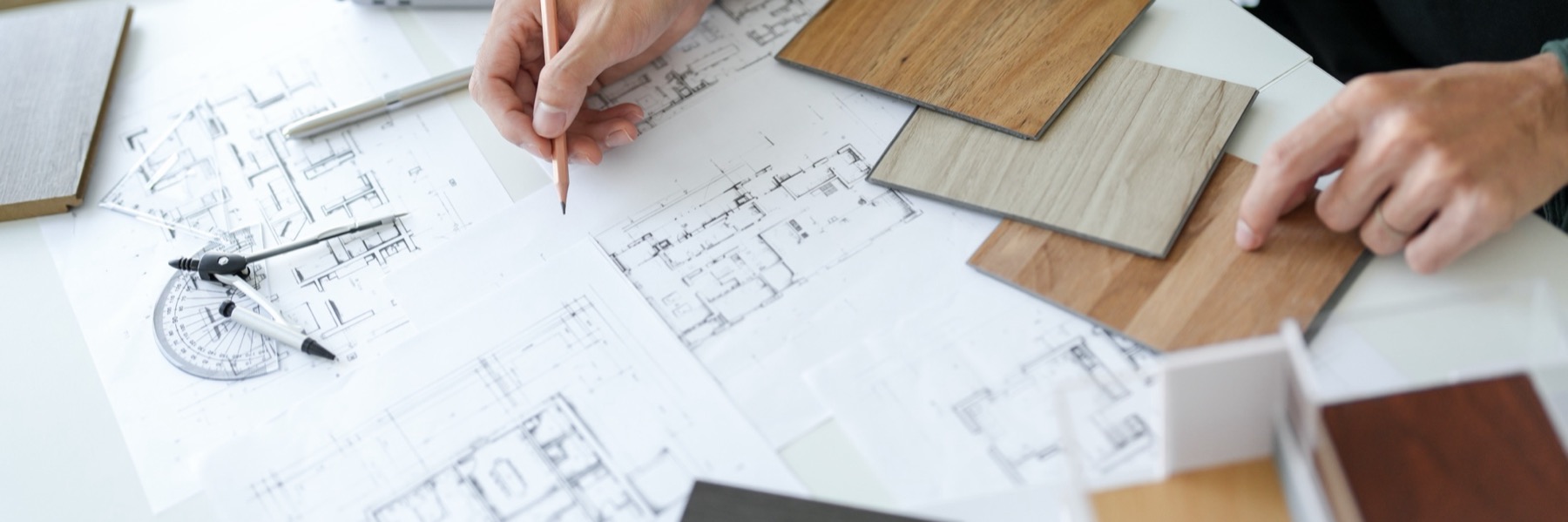 Project team coordinating several architectural surface materials