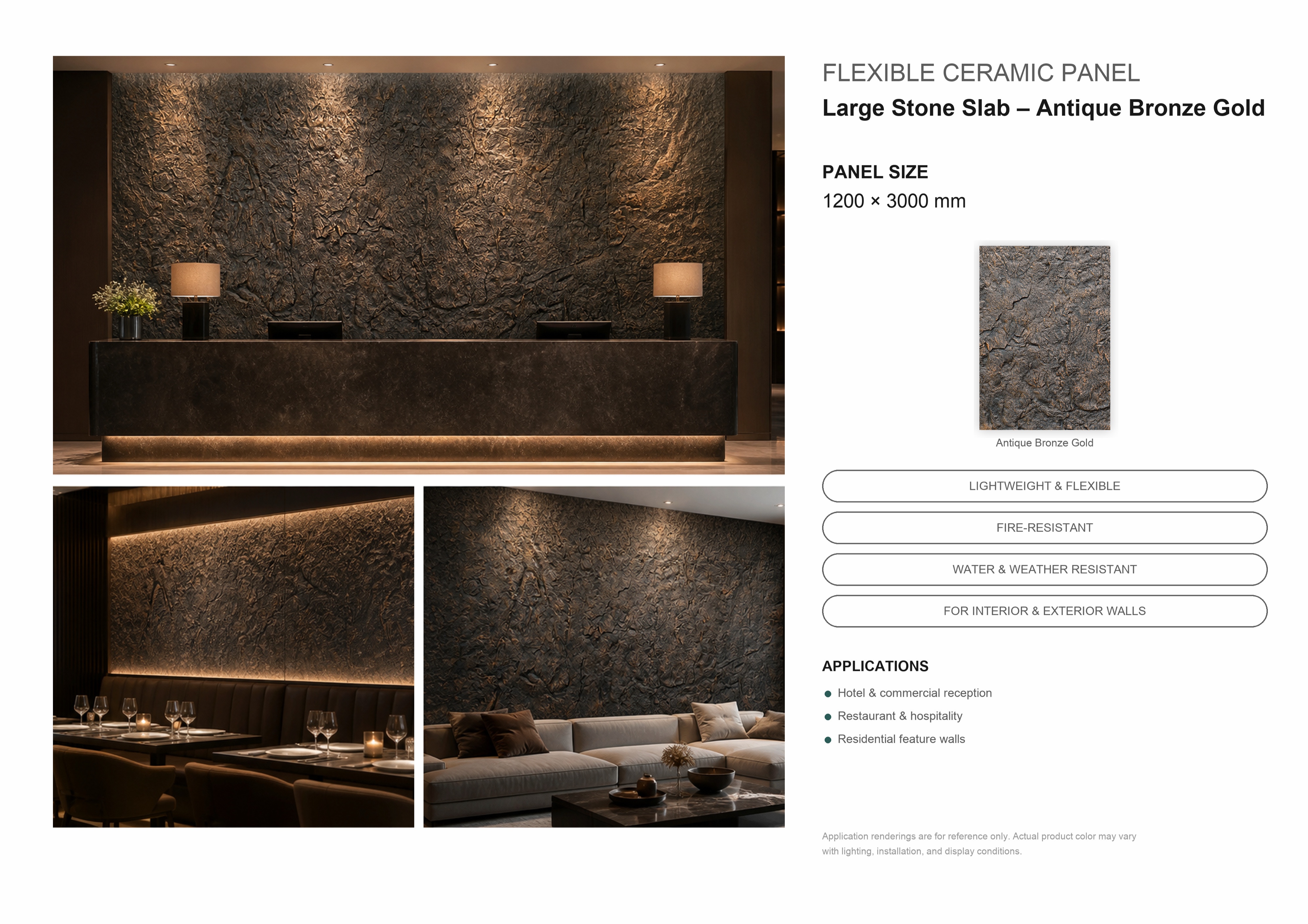 Large Stone Slab – Antique Bronze Gold