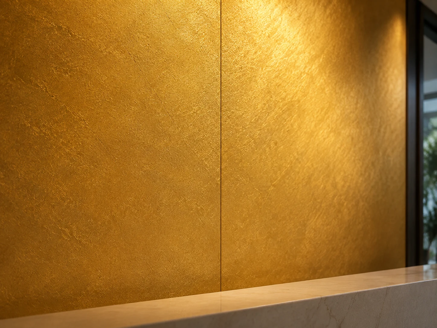 Concept oblique view of the gilded wall showing changes in sheen and surface movement.